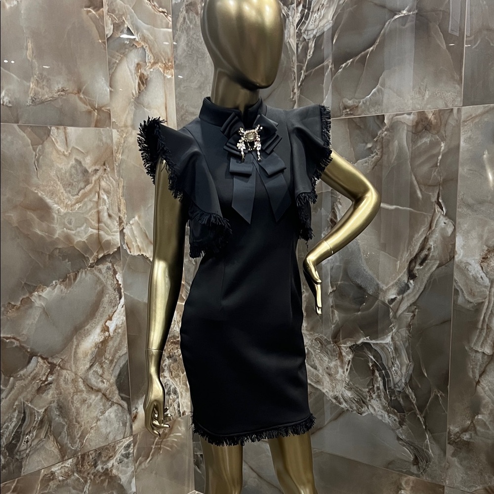 Elegant Black Dress with Ruffle Details